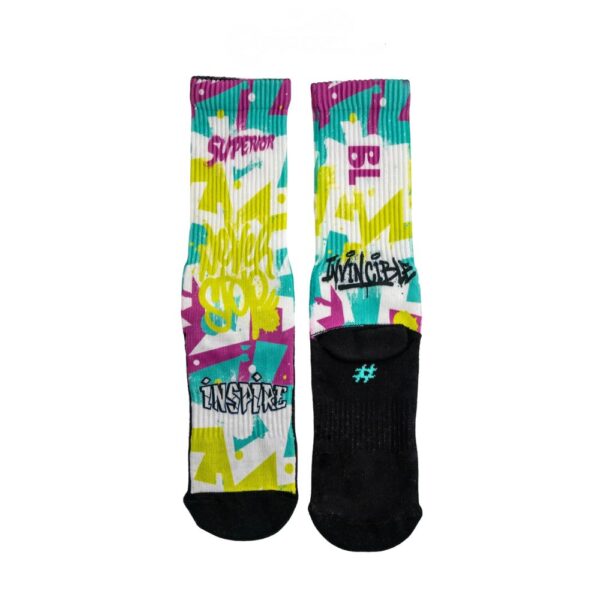 Pdltrendz Graffiti Socks Magenta Lime